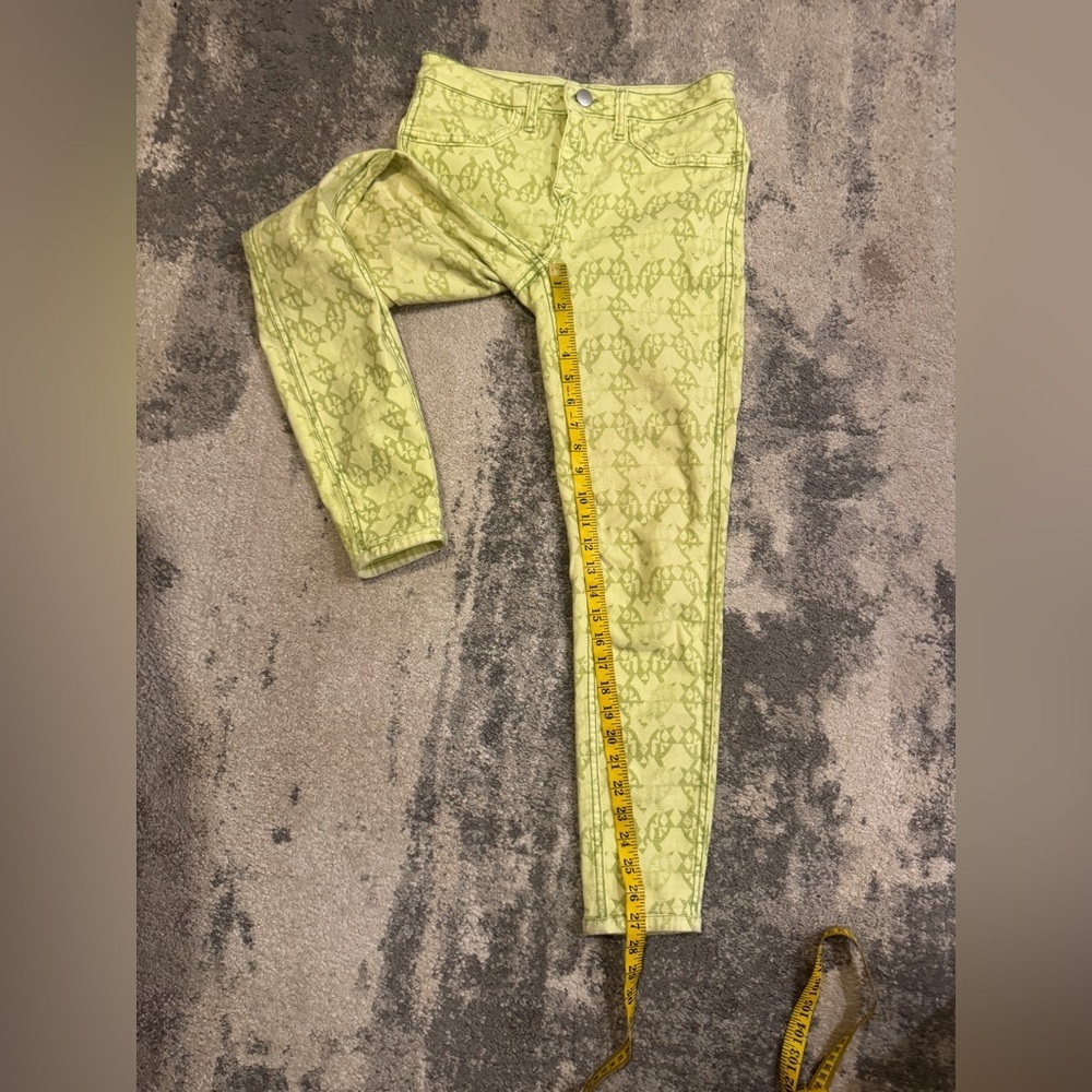 Lime Green/Yellow Patterned Reverse-Able Pants - image 6